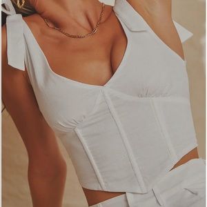 Peppermayo Parisian Life Linen Bustier Crop - White